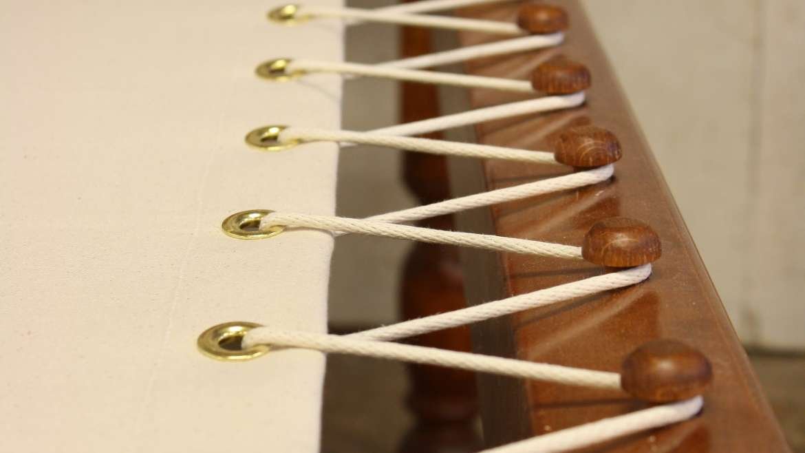 thumbnail image 2 of Custom Made Canvas Sacking Bottom For Rope Bed Or Peg Bed – Antique Bed Restoration 2 of 6